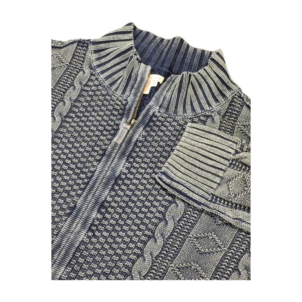 Carbon 2 Cobalt Sweater Cardigan Fisherman Linen Blend‎ Full Zip Men's XL